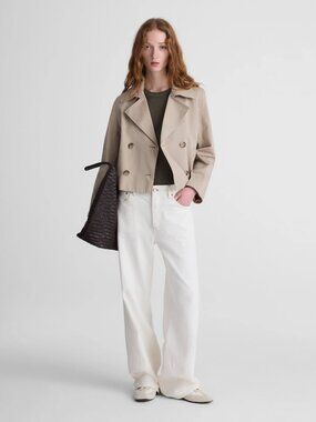 Madewell Cropped Trench Coat in Coastal Dune, Size Medium